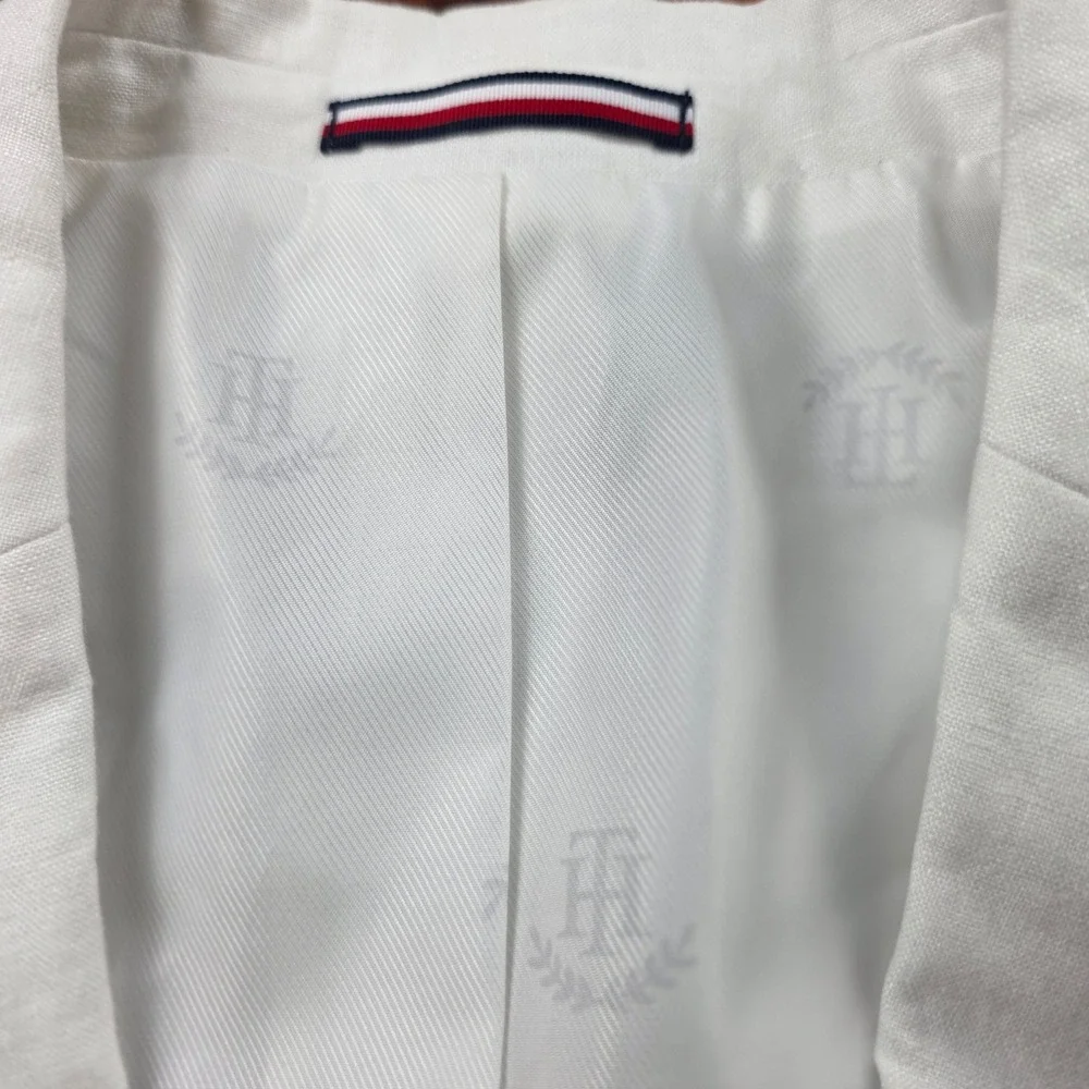 Tommy Hilfiger Mens 38R White 100% Linen 2-Button Blazer Sport Coat New